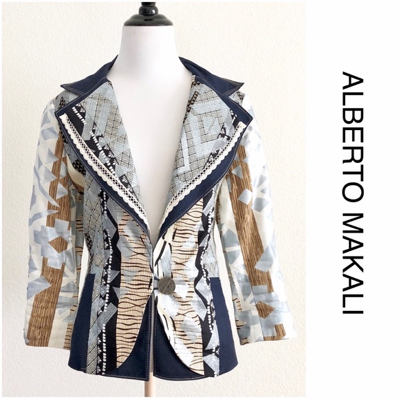 Alberto Makali Jackets & Blazers - Alberto Makali Linen Blend Statement Blazer/Jacket